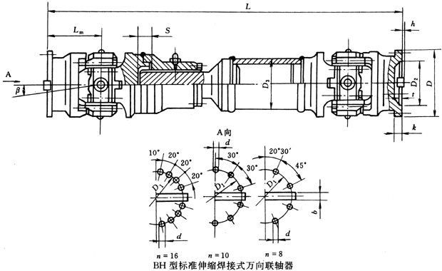 BH型標準伸縮焊接式萬向聯軸器（JB/T3242-93）