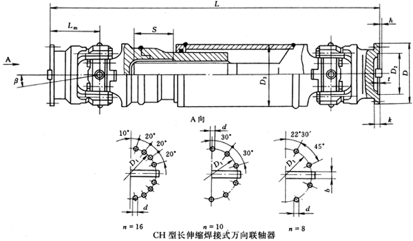 CH型长伸缩焊接式万向联轴器（JB/T3242-93）