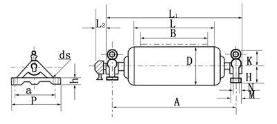 YDB型隔爆油冷式电动滚筒外形尺寸