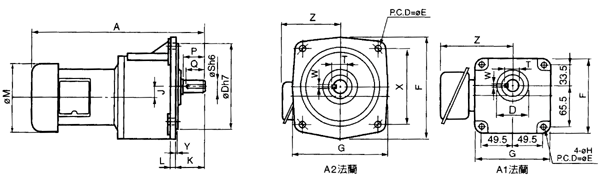 台湾ZL、ZF小型齿轮减速电机三相立式外形尺寸