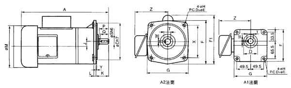 台湾ZL、ZF小型齿轮减速电机单相立式外形尺寸