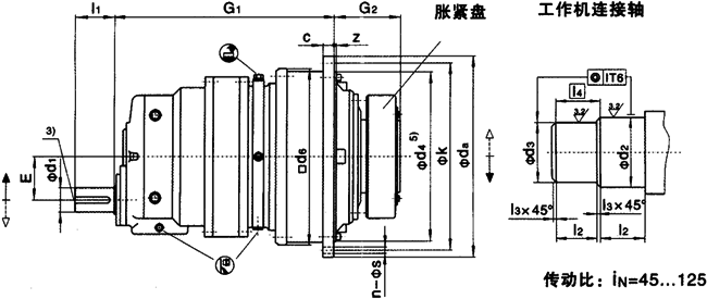 行星齿轮减速器，JP系列行星齿轮减速器安装尺寸