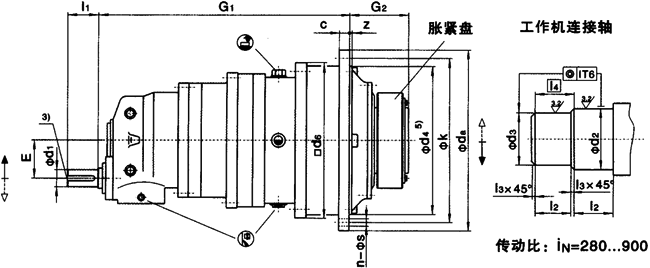 JP系列行星齿轮减速器安装尺寸