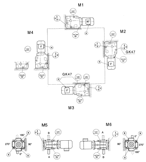 GK37-157/GKAB47-107斜齒輪弧齒錐齒輪減速電機安裝形式圖