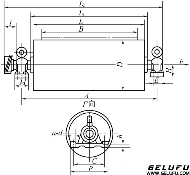 BYD型摆线针轮油冷式电动滚筒外形及安装尺寸图