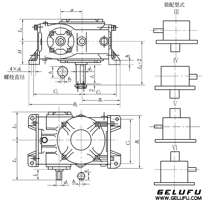 KW型锥面包络圆柱蜗杆减速机(JB-T5559-91)