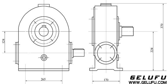 QT16A-9型塔机用蜗轮减速机外形及安装尺寸